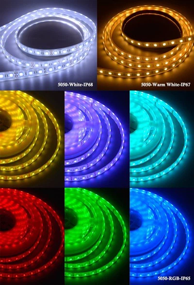 5050 24Lampu Jalur LED Boleh Ditala V RGB CCT